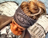 Cable Knitted Headband, Ear Warmer, Gray, Fall Hair Band, Knit Fashion Accessory, Cozy, Pinterest Favorite, Cable Knit in Grey (HB-139)