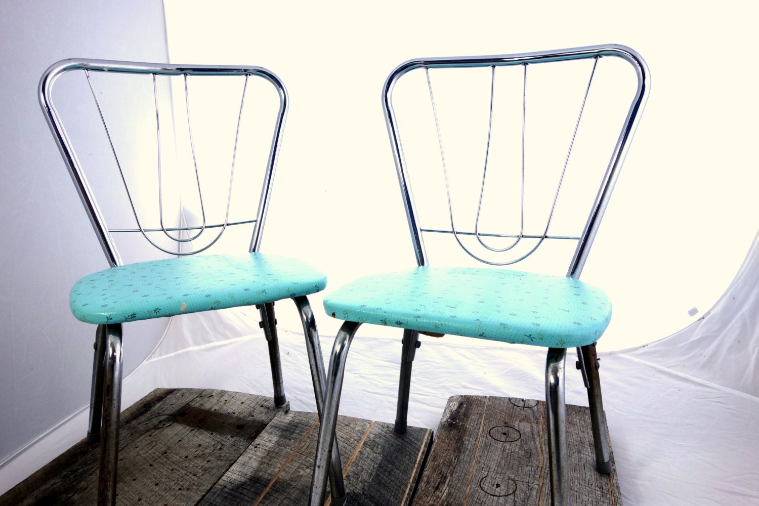 SALE Vintage Metal Kids Chairs Set of 2 Small Child Size