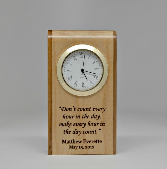 Engraved Clock Personalized Wooden Desk Clock with Custom