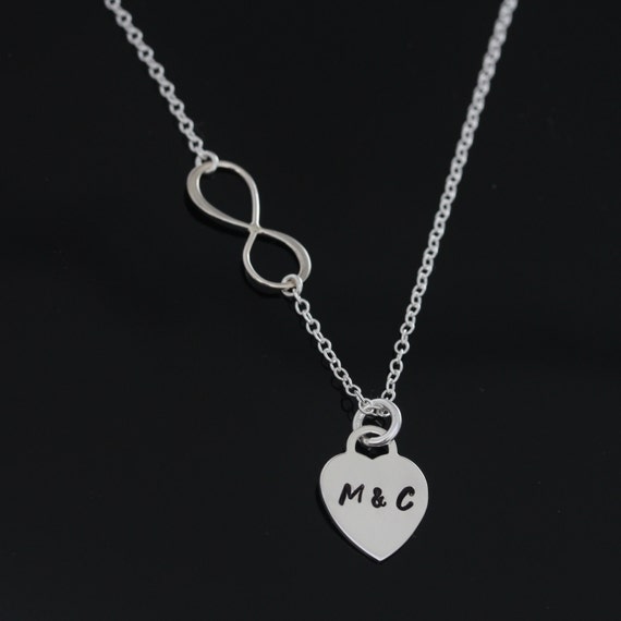 Personalized heart initial necklace. Infinity Necklace . Heart