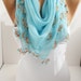 NEW- Mint Yemeni Shawl Scarf Oya Headband Needlework mini bow trim-New
