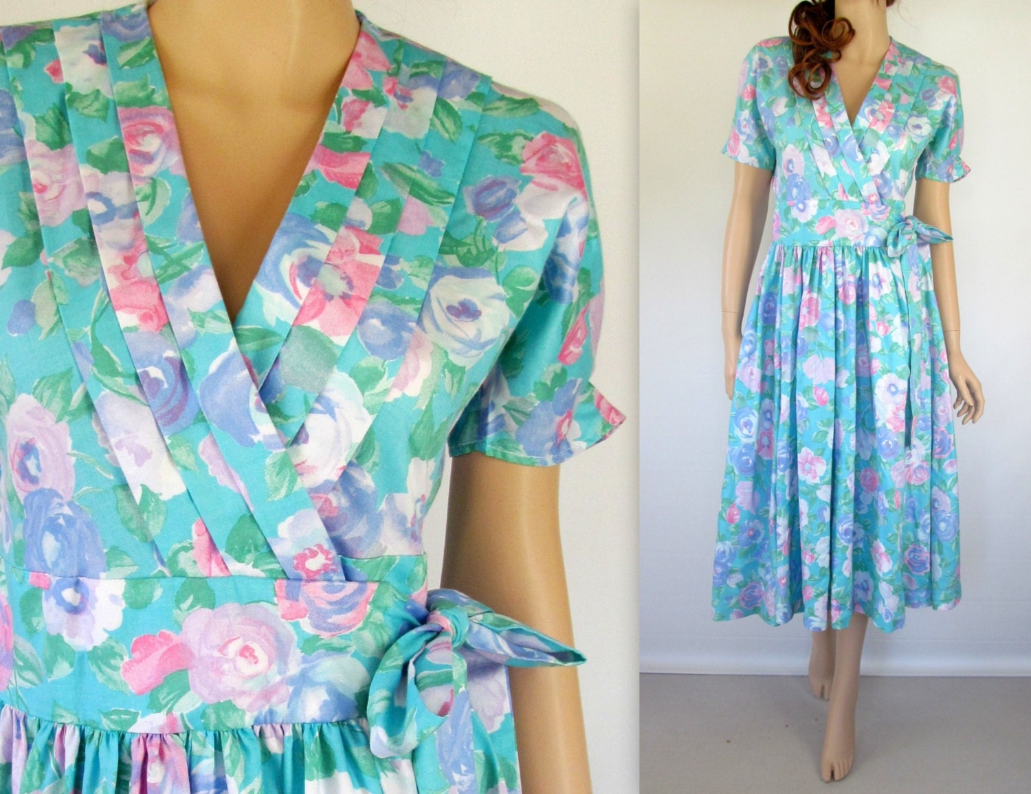 80's Dress / Vintage Summer Dress / 80's Pastel Dress