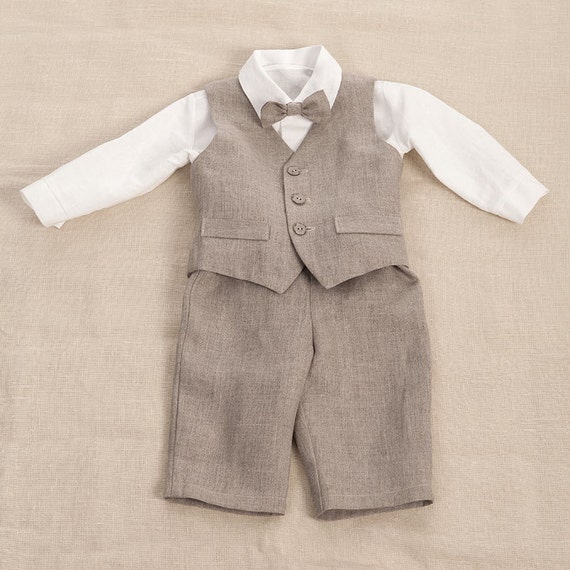 Kids boy natural linen suit baby boy clothes baby boys party