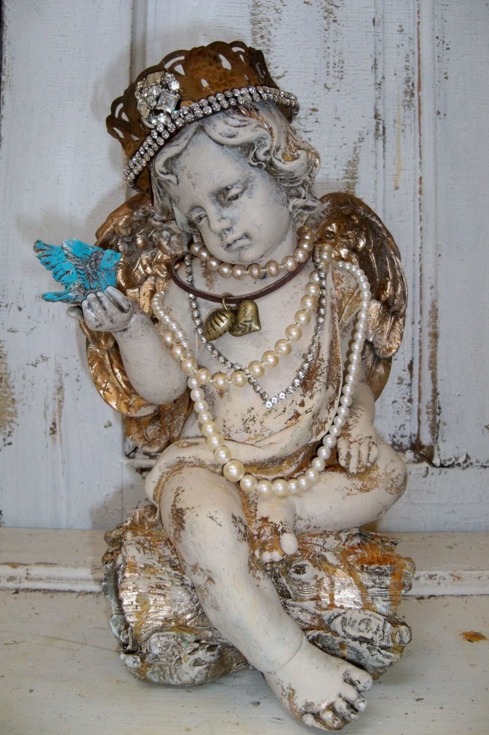 Reserved item Cherub angel statue crown sculpture embellished