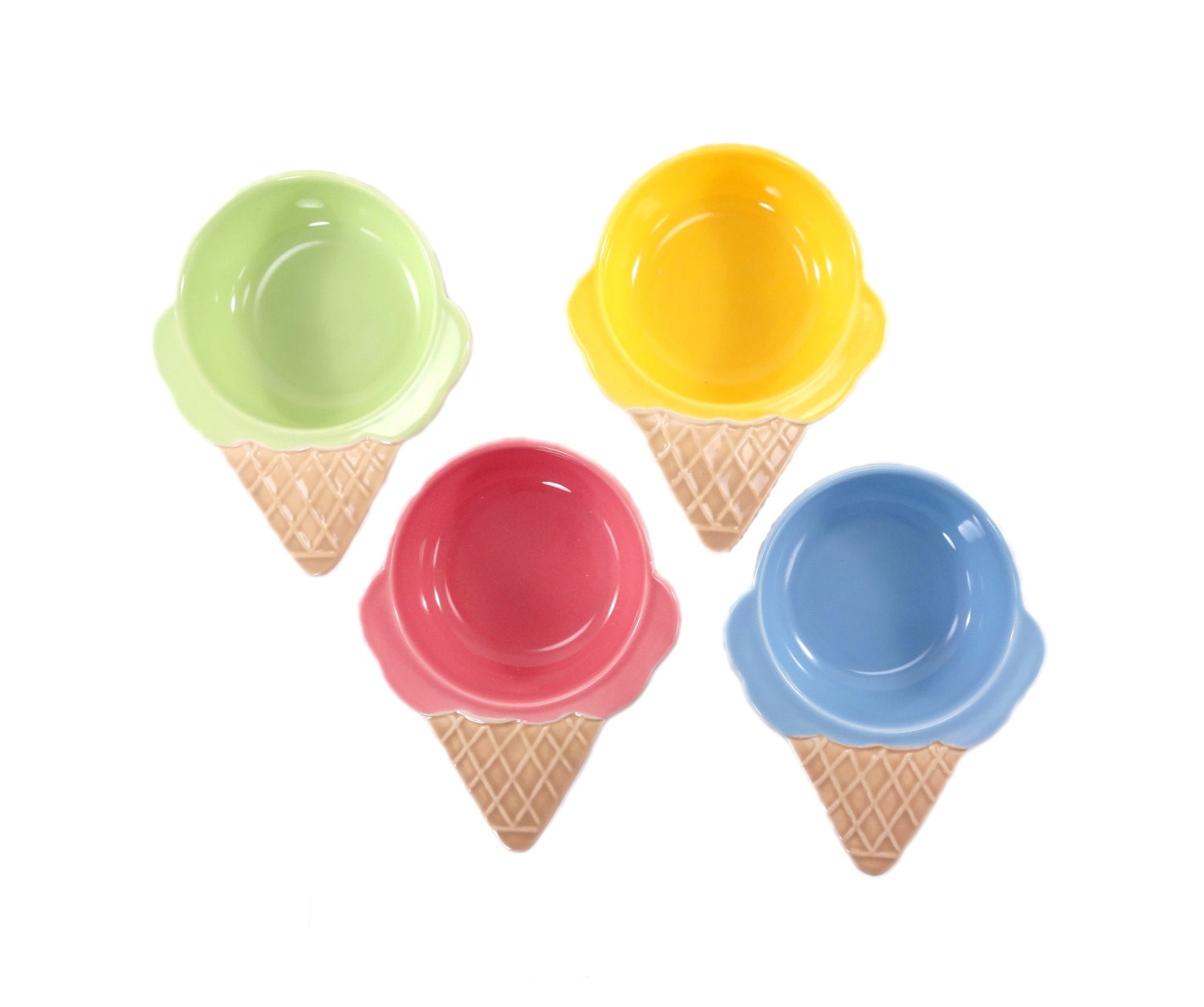 Vintage Ice Cream Cone Bowls Set of 4 by TheGlassLily on Etsy