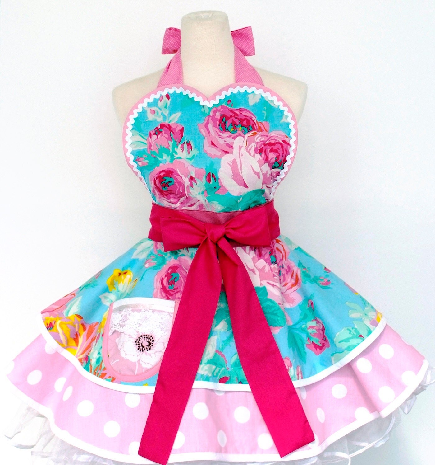 English Rose Vintage Apron for Tea PartyLast One