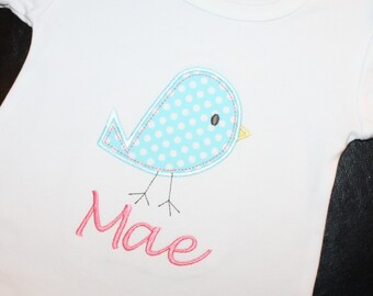 Personalized Short-Sleeve Shirt with Birdie Applique