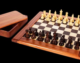 Solid wooden chess set.