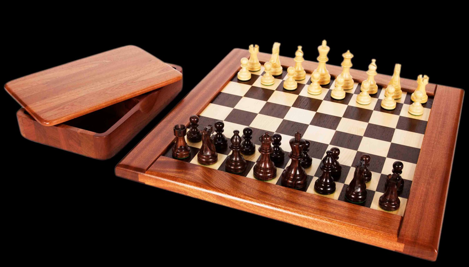 Solid wooden chess set.