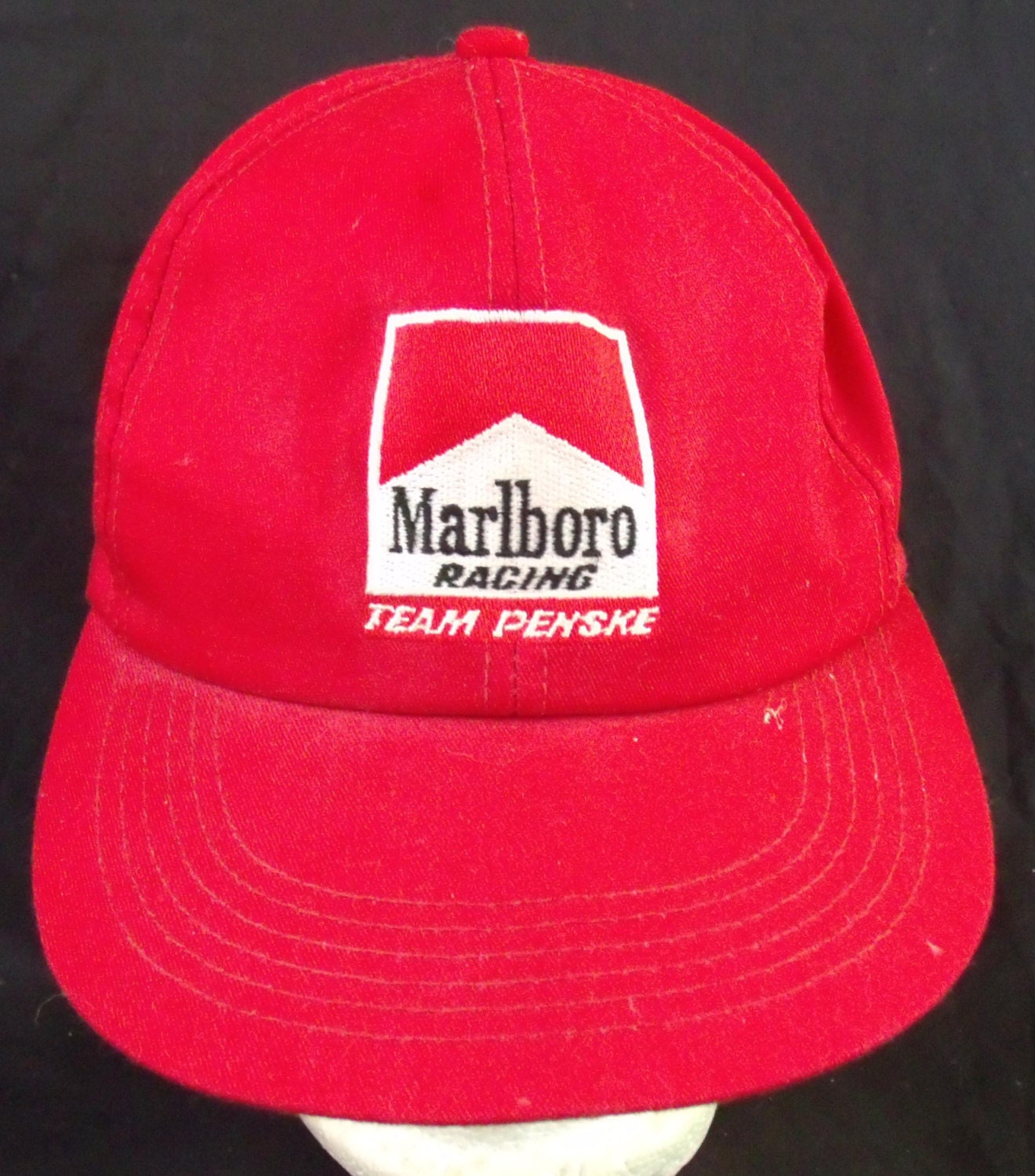 Vintage 80s 1980s Red Marlboro Racing Snapback Hat