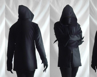 Shadow Hoodie ( mens dark black mask hoodie jacket ninja shinobi cyberpunk dystopian post apocalyptic immortal anime fantasy nomad))
