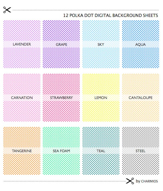 Polka Dot Digital Background Sheets - Spring Collection - Party Printables - Digital Downloads Il_570xn