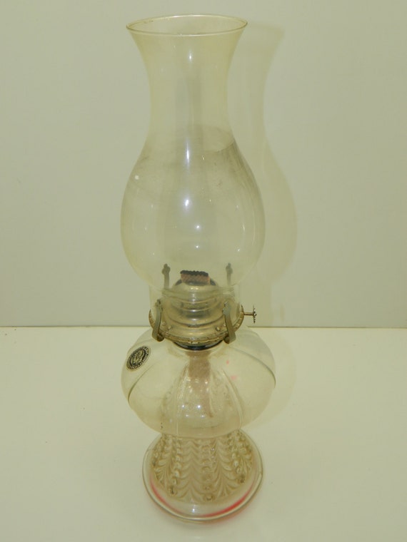 lamplight farms Glass oil hurricane lamp by RubesRelics on Etsy