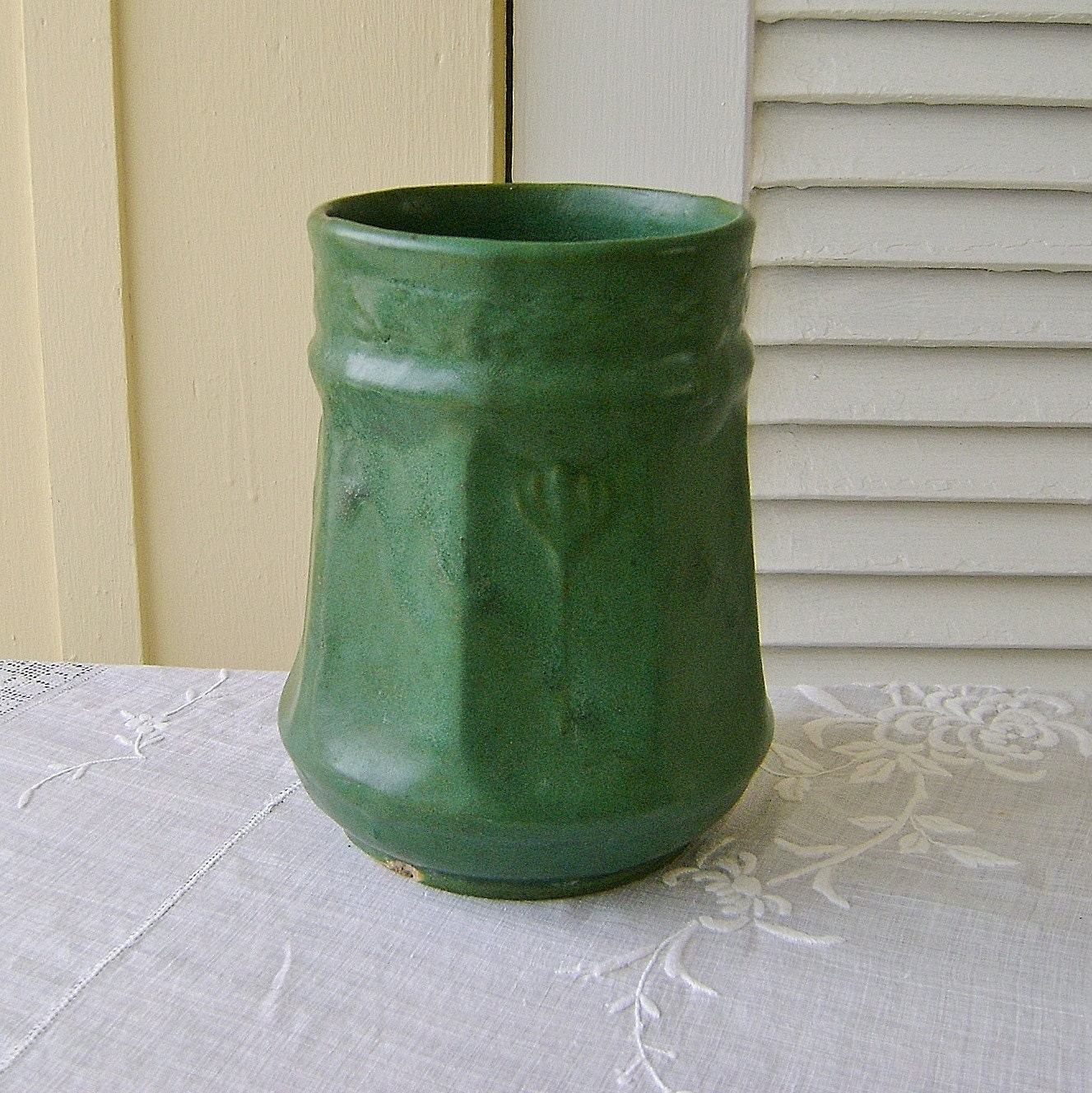 Zanesville Pottery Matte Green Arts & Crafts Vase Antique