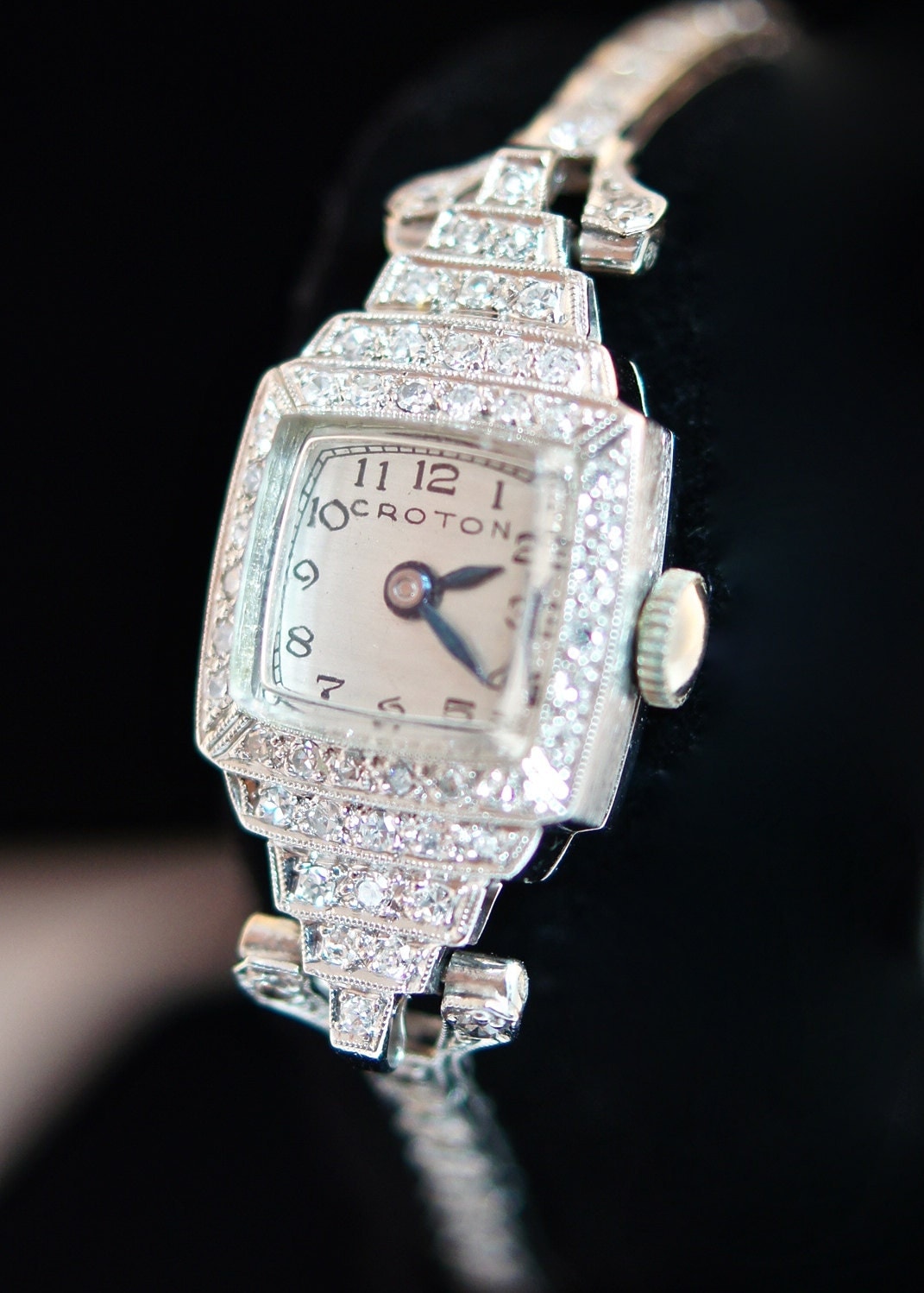 Vintage Ladies Croton Platinum Diamond Watch Womens