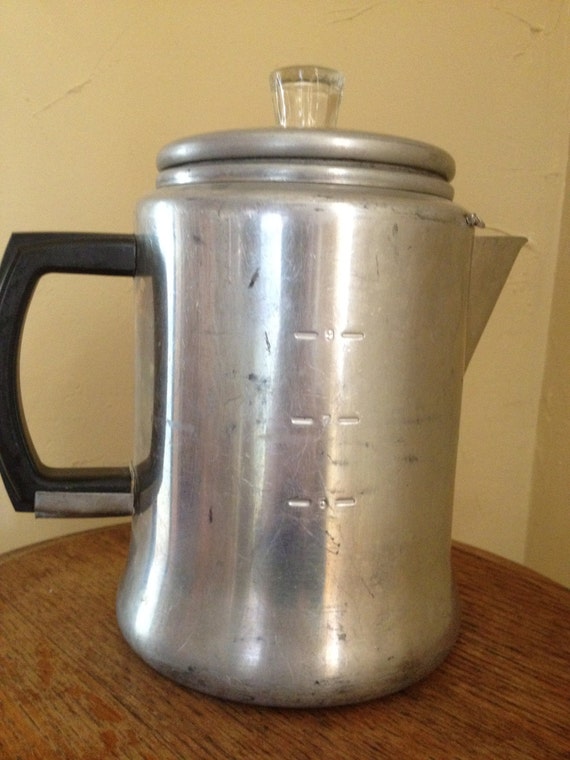 Vintage Aluminum Coffee Pot Marked Enterprise Quality Cookware