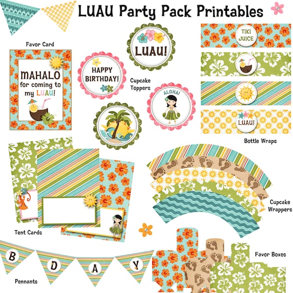 Items similar to Luau Party Pack Printables on Etsy