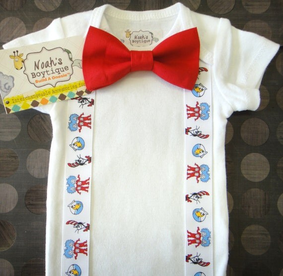 Dr. Seuss Birthday Outift Cat and the Hat Bow Tie Onesie, Dr. Seuss Theme Birthday, Baby Bow Tie Onesie, Dr. Seuss Party