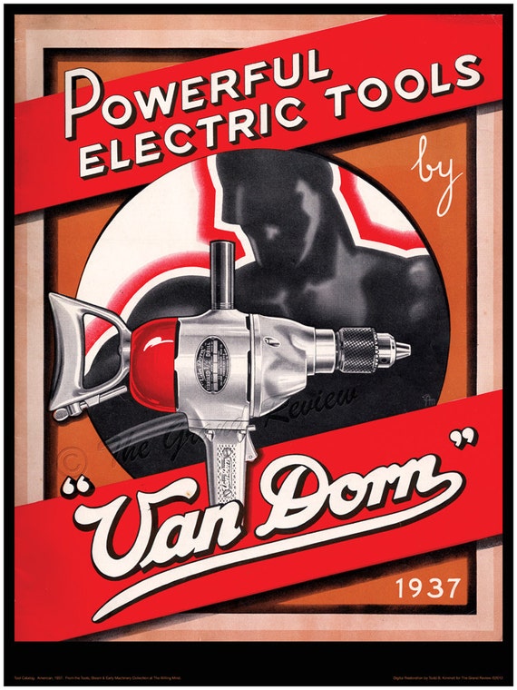 Vintage Tool Print Van Dorn Power Tools Manly Man Meets