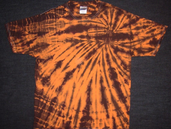 Orange and Black Spiral Tie Dyed T-Shirt