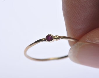 Ruby gemstone stack ring in recycled 14kt yellow gold