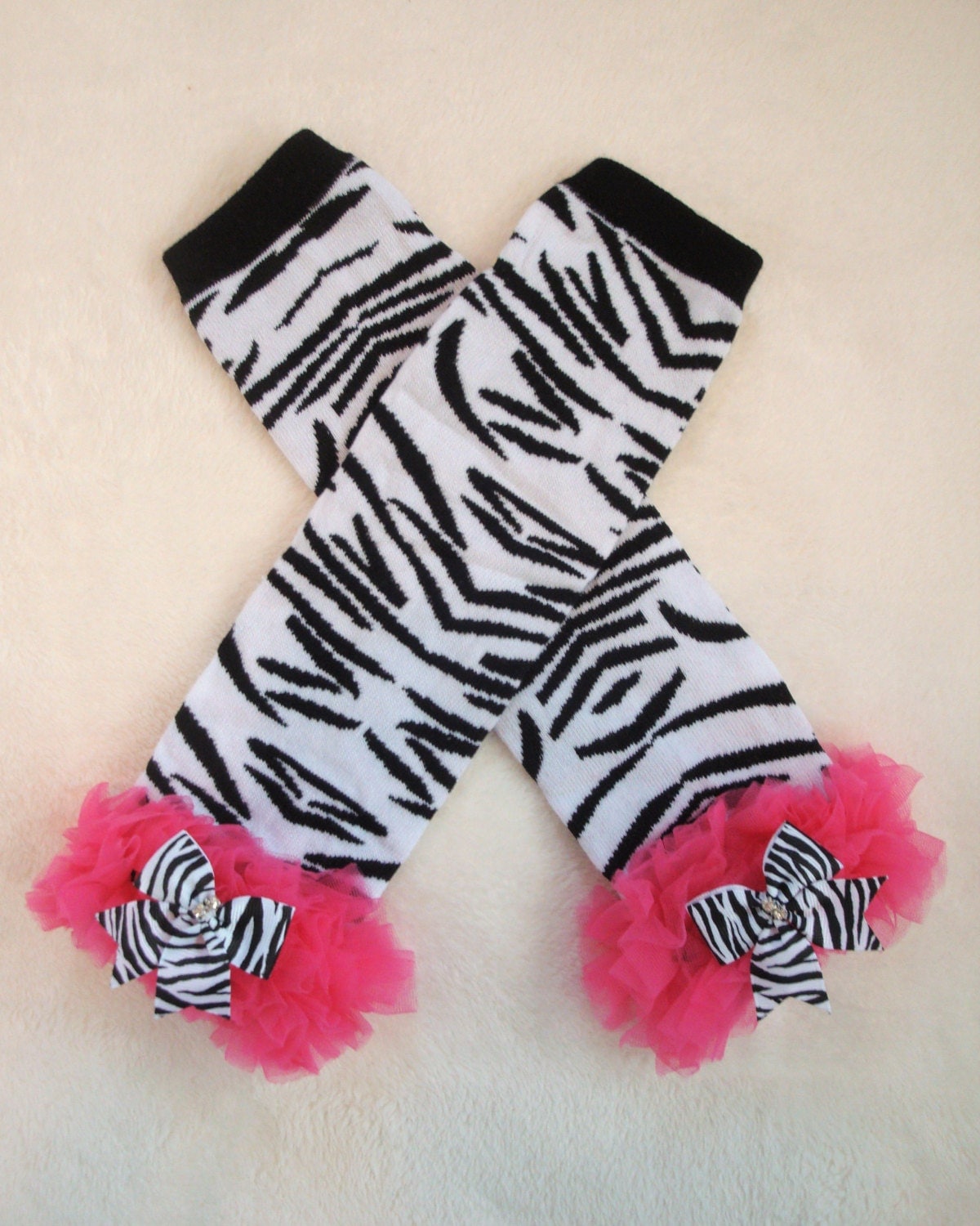 EXTRA 15% OFF Pink White Black Zebra Print Leg Warmers-Baby