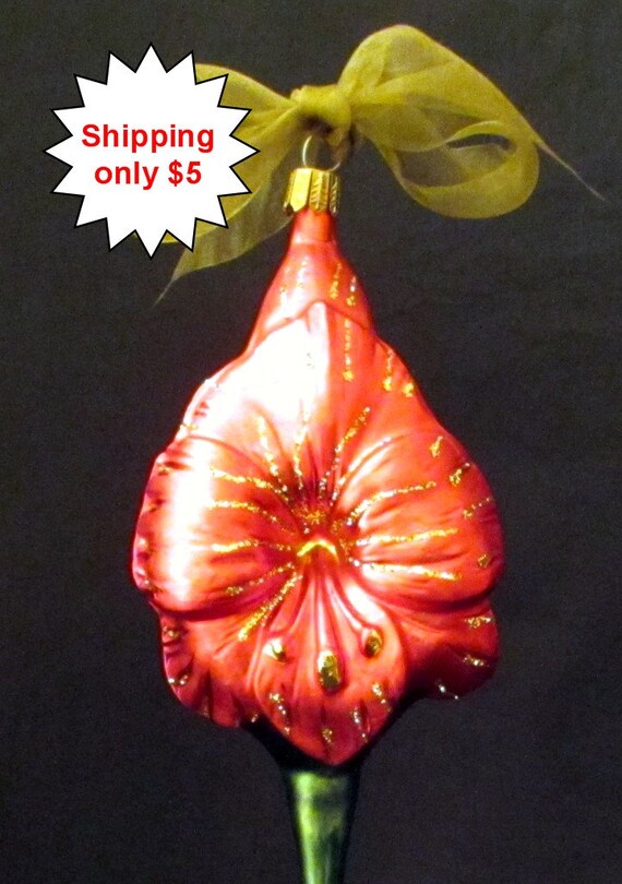vintage smith hawken amaryllis bulb glass christmas ornament vintage smith hawken amaryllis bulb glass christmas ornament