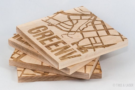 Items Similar To Wood Coasters - Laser Engraved (Greenville SC) On Etsy