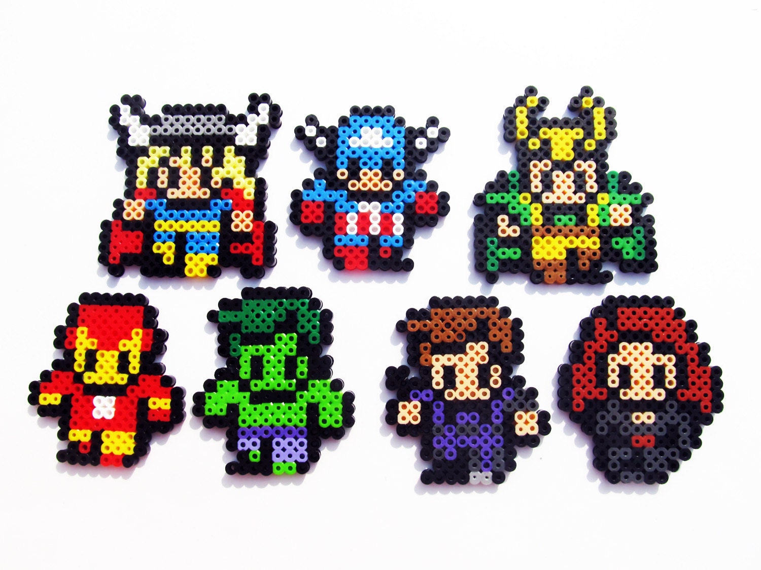 The Avengers and Loki Comic Book Style Perler by ShowMeYourBits
