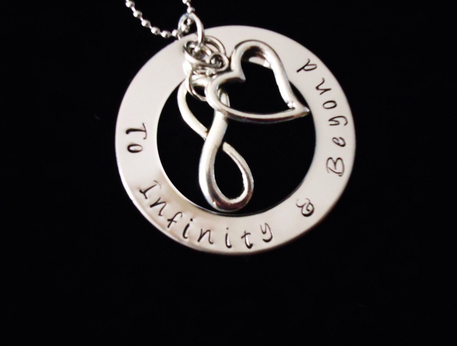 To Infinity and Beyond hand stamped pendant with necklace I