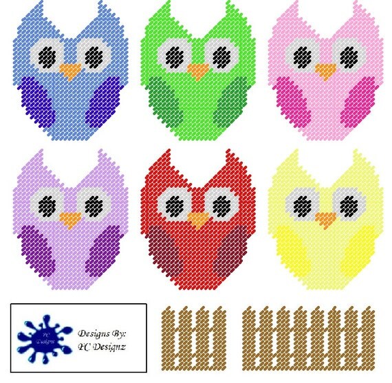 Owl Coaster Plastic Canvas Pattern Set by PCDesignz on Etsy