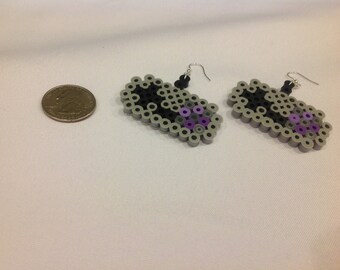 SNES Controller Earrings made from Perler Beads