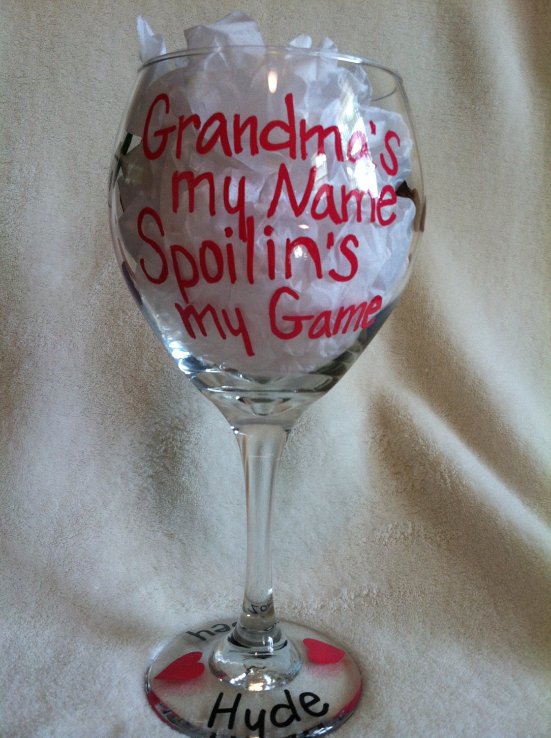 Grandma Wine Glass Hand Painted Wine Glass Grandmother Wine