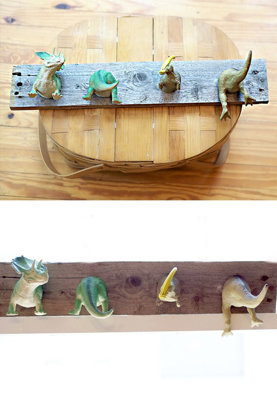 Reclaimed Wood Pallet Wood Dinosaur Hooks Nursery Child's