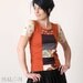 Orange tshirt - orange graphic tee with patchwork, size S