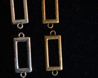 Rectangle Antique Bronze and Silver Links - Quantity 12