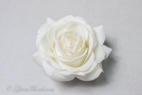 White Garden Rose Hair creme white rose hair clip real touch wedding hair fascinator White Garden Rose Hair creme white rose hair clip real touch wedding hair fascinator