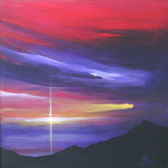 Items Similar To Western Sunset Original Acrylic Painting By Jack Schaar On Etsy