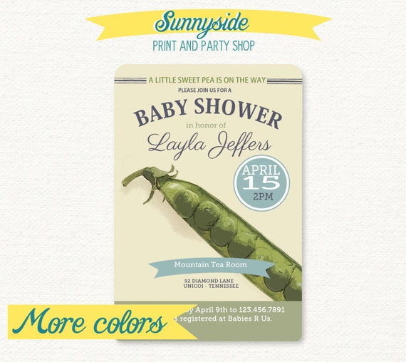 Sweet Pea Vintage Baby Shower Invitation - Printable Invite Il_570xn
