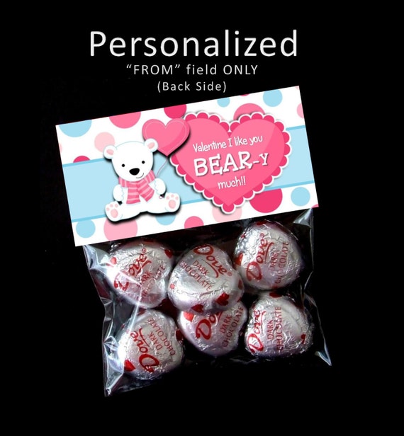 Printable- Personalized - Valentine Treat Bag Toppers - Valentine's Day - Boy Bear Il_570xn