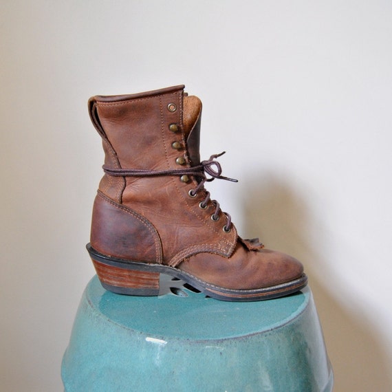 Items similar to Durango Lace Up Boots // Rustic Kiltie Fringe Lacers ...