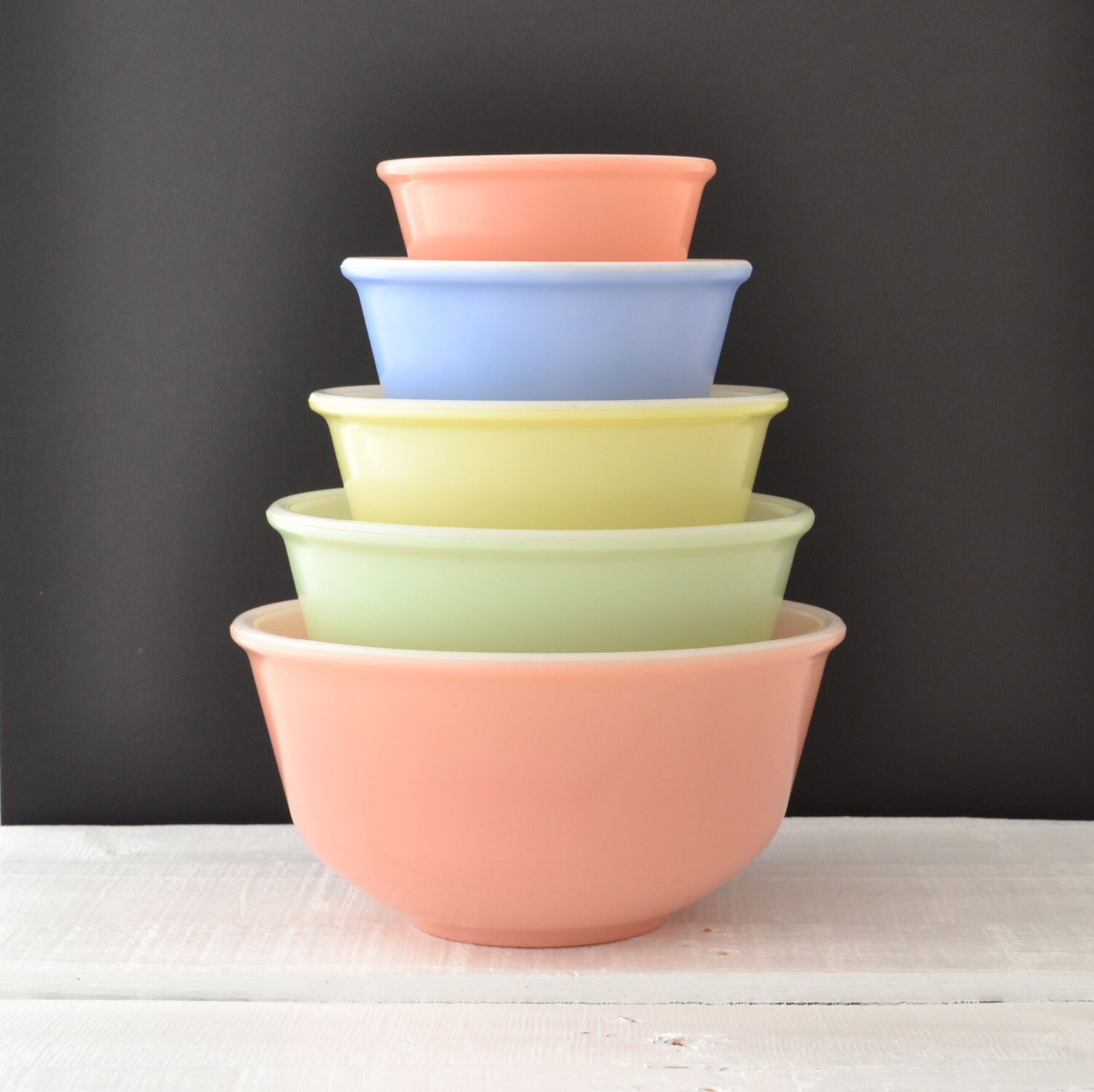 Vintage Pastel Mixing Bowl Set Hazel Atlas Nesting Bowls