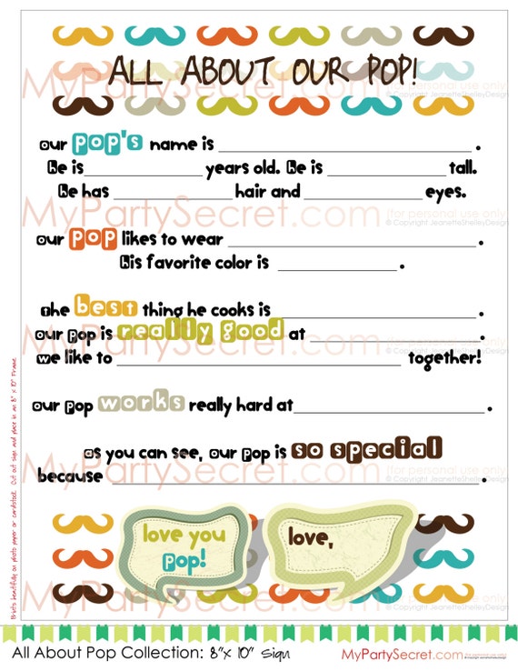 DIY Printable 8 x 10 Father's Day Letter or