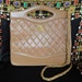 Vintage CHANEL brown lambskin tote purse, handbag with detachable gold tone chain strap and gold CC