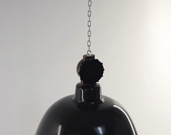 Hanging industrial lamp , enamelled metal,1960's :"Usine noire".