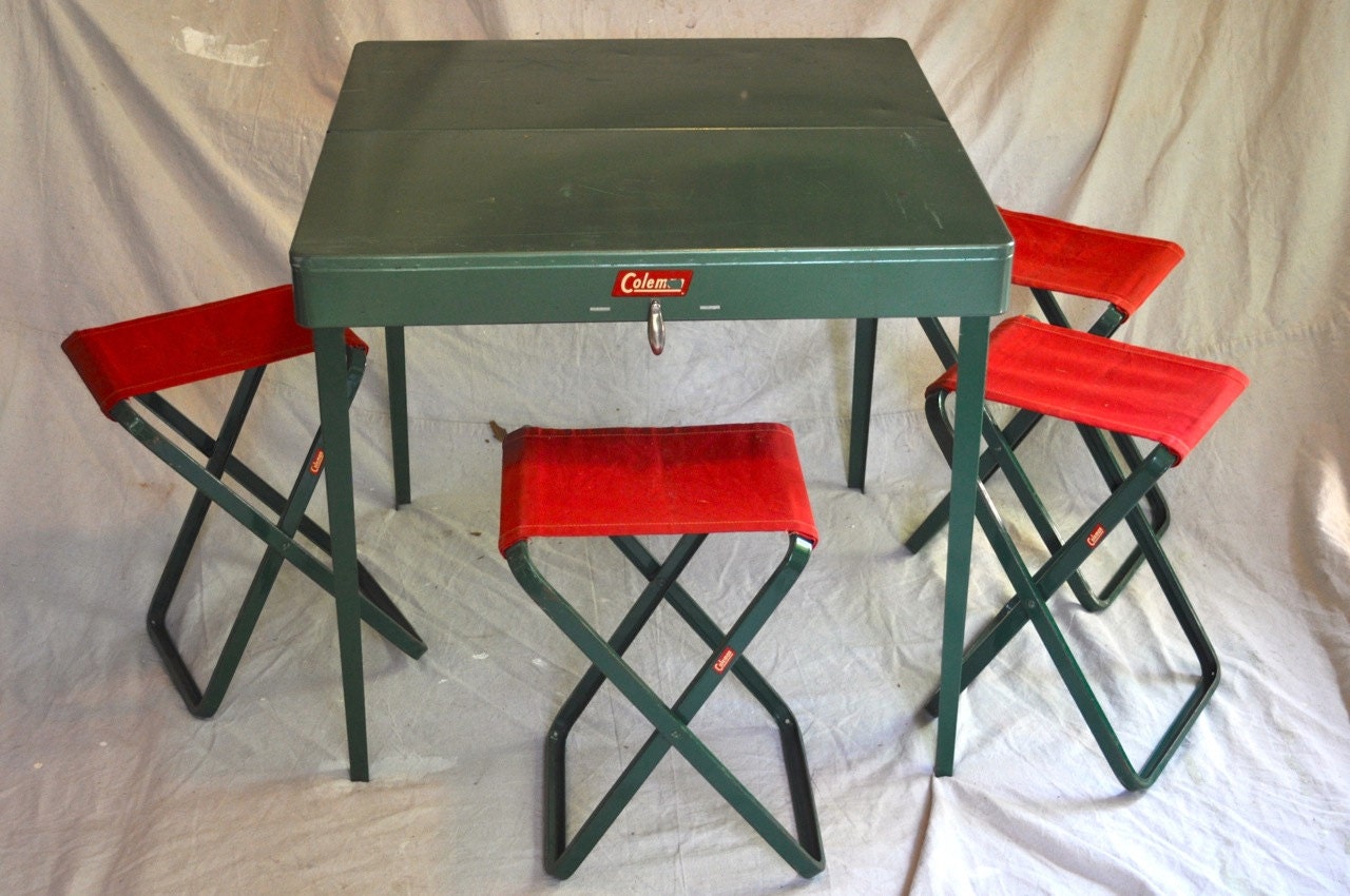 Coleman Folding Metal Camp Picnic Table & Stools 5201