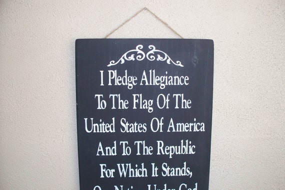 Pledge of Allegiance to the Flag of the United States of America - hand painted wooden board - Fourth of July - Black chalk paint - July 4th