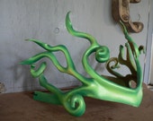 Emerald green, glow in the dark leather crown, leather head piece by faerywhere