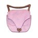Cat Handbag purse - SALE - super cute- oak wooden handle clutch - pink polka dot - vintage flower