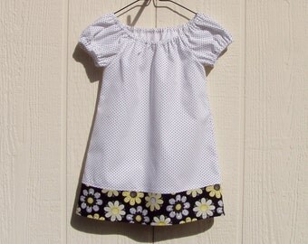 Dots and Flowers Peasant Dress Size 12 Months